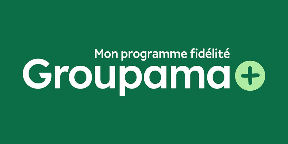 Logo Groupama+ programme fidélité fond blanc format rebond
