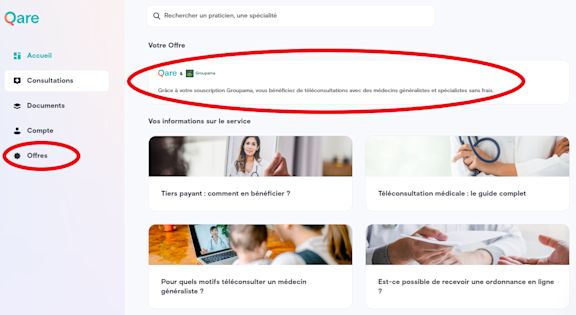Ecran Tableau de bord teleconsultation medicale Qare