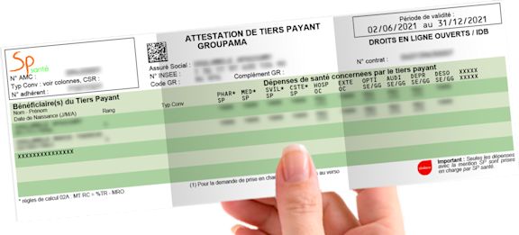 page GFR- attestation tiers payant - visuel de la carte mutuelle